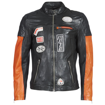 Clothing Men Leather jackets / Imitation leather Oakwood INDIE Black / Orange