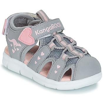 Shoes Girl Sandals Kangaroos K-MINI Grey / Pink