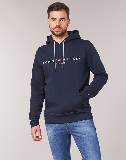 Tommy Hilfiger TOMMY LOGO HOODY Marine Fast delivery Spartoo Europe  Clothing sweaters Men 132,00 €