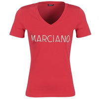 material Women short-sleeved t-shirts Marciano LOGO PATCH CRYSTAL Red