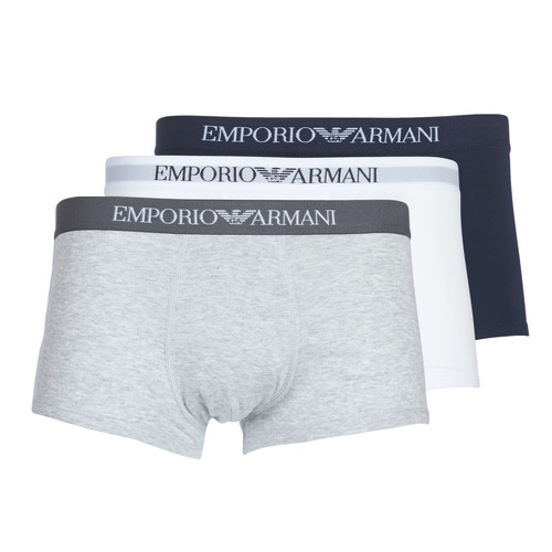 Emporio Armani CC722-PACK DE 3 White / Grey / Marine - Fast delivery |  Spartoo Europe ! - Underwear Boxer shorts Men 50,00 €