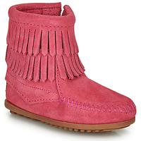 Shoes Girl Mid boots Minnetonka DOUBLE FRINGE SIDE ZIP BOOT Pink