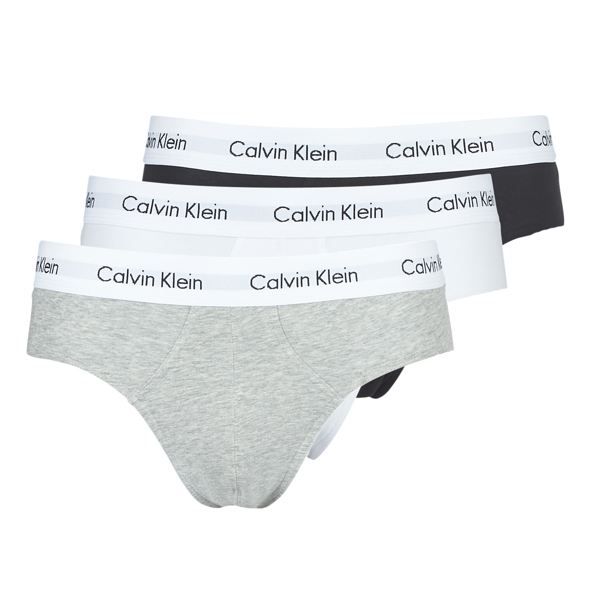 Calvin Klein Jeans COTTON STRECH HIP BREIF X 3 Black / White / Grey /  Mottled - Fast delivery | Spartoo Europe ! - Underwear Boxer shorts Men  37,60 €