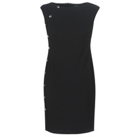 material Women Short Dresses Lauren Ralph Lauren BUTTON-TRIM CREPE DRESS Black
