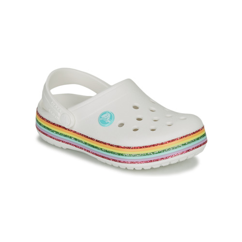 crocs white and rainbow