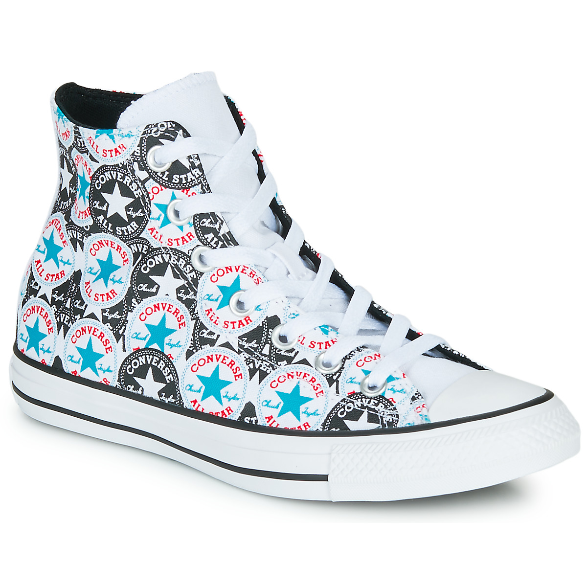 Converse CHUCK TAYLOR ALL STAR LOGO PLAY White / Black / Multi - Fast  delivery | Spartoo Europe ! - Shoes High top trainers Women 56,00 €