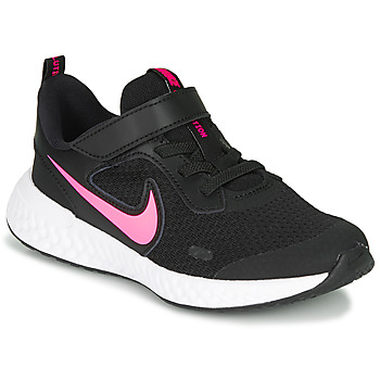 Shoes Girl Low top trainers Nike REVOLUTION 5 PS Black / Pink