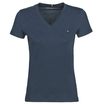 material Women short-sleeved t-shirts Tommy Hilfiger HERITAGE V-NECK TEE Marine