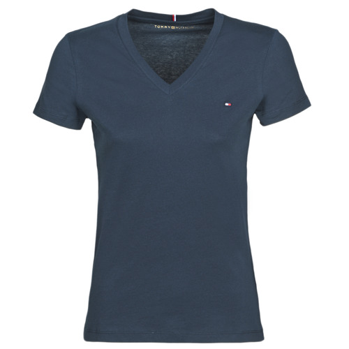 Fashion Shirts V-Neck Shirts Tommy Hilfiger V-Neck Shirt black-turquoise flecked casual look 