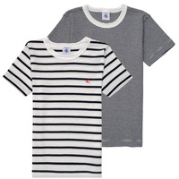 material Boy short-sleeved t-shirts Petit Bateau 53333 White / Blue