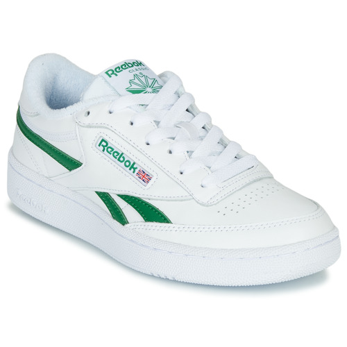 reebok club c white and green trainers