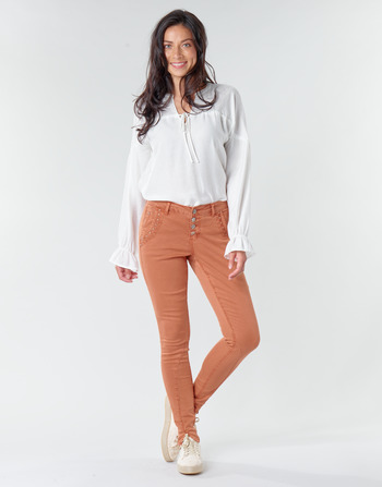 material Women 5-pocket trousers Cream HOLLY CR TWILL Brown