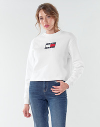 material Women sweaters Tommy Jeans TJW TOMMY FLAG CREW White
