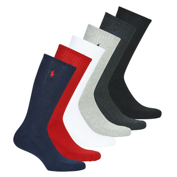 Accessorie Men High socks Polo Ralph Lauren ASX110 6 PACK COTTON Black / Red / Marine / Grey / Grey / White