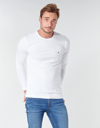 Clothing Men Long sleeved shirts Tommy Hilfiger STRETCH SLIM FIT LONG SLEEVE TEE White