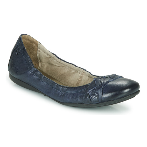 Pair of blue and black metallic leather flats