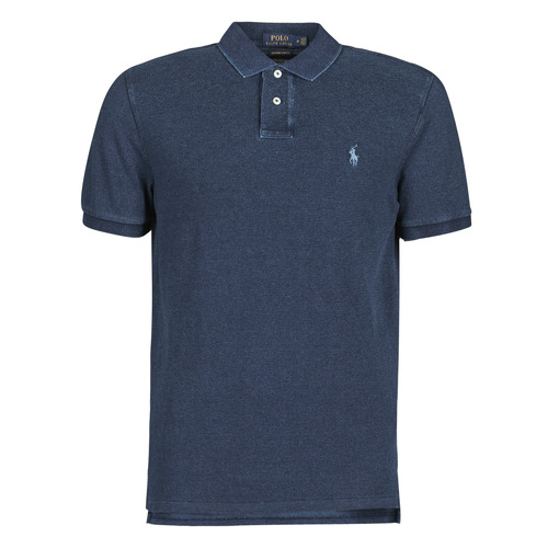 material Men short-sleeved polo shirts Polo Ralph Lauren POLO AJUSTE DROIT EN COTON BASIC Blue