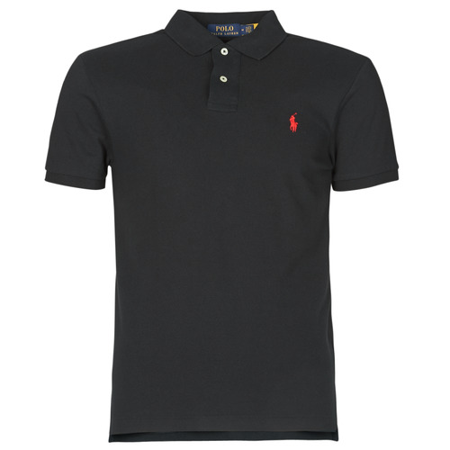 material Men short-sleeved polo shirts Polo Ralph Lauren POLO CINTRE SLIM FIT EN COTON BASIC MESH LOGO PONY PLAYER Black