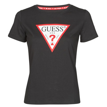 Clothing Women short-sleeved t-shirts Guess SS CN ORIGINAL TEE Black