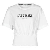 material Women short-sleeved t-shirts Guess SS WINIFRED CROP TOP White