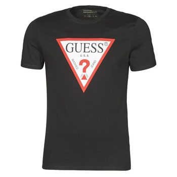 Clothing Men short-sleeved t-shirts Guess CN SS ORIGINAL LOGO TEE Black