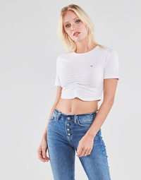 material Women Blouses Tommy Jeans TJW CROP RUCHE TOP White