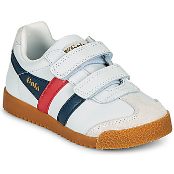 Shoes Children Low top trainers Gola HARRIER LEATHER VELCRO White / Marine / Red
