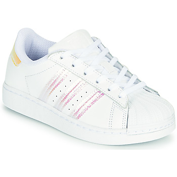 Shoes Girl Low top trainers adidas Originals SUPERSTAR C White / Iridescent