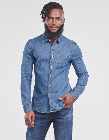 material Men long-sleeved shirts Levi's SUNSET 1 PKT SLIM Blue