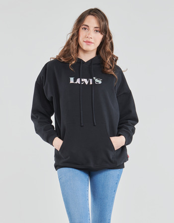 material Women sweaters Levi's GRAPHIC RIDER HOODIE Black