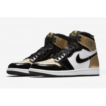 Shoes High top trainers Nike Air Jordan 1 High Gold Toe Black/Black-Metallic Gold-White