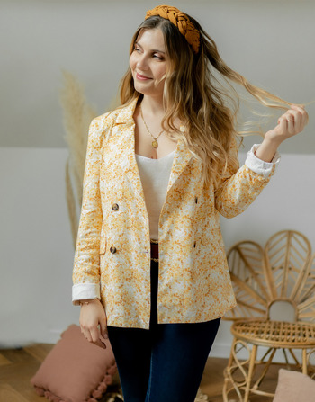 Clothing Women Jackets / Blazers Céleste ALIZE Yellow / White