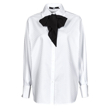 material Women Shirts Karl Lagerfeld KL MONOGRAM POPLIN SHIRT White