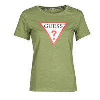 material Women short-sleeved t-shirts Guess SS CN ORIGINAL TEE Kaki