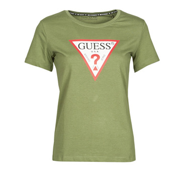material Women short-sleeved t-shirts Guess SS CN ORIGINAL TEE Kaki