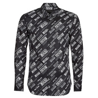 material Men long-sleeved shirts Versace Jeans Couture SLIM PRINT WARRANTY Black / White