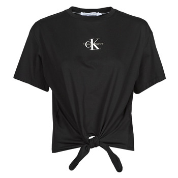 material Women Blouses Calvin Klein Jeans KNOTTED TEE Black
