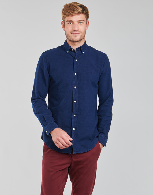 material Men long-sleeved shirts Polo Ralph Lauren TRENNYB Velvet / Blue