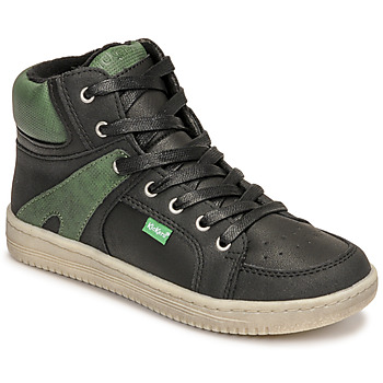 Shoes Boy High top trainers Kickers LOWELL Black / Green