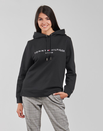 Clothing Women sweaters Tommy Hilfiger HERITAGE HILFIGER HOODIE LS Black