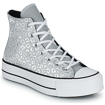 Shoes Women High top trainers Converse CHUCK TAYLOR ALL STAR LIFT AUTHENTIC GLAM HI Silver / White