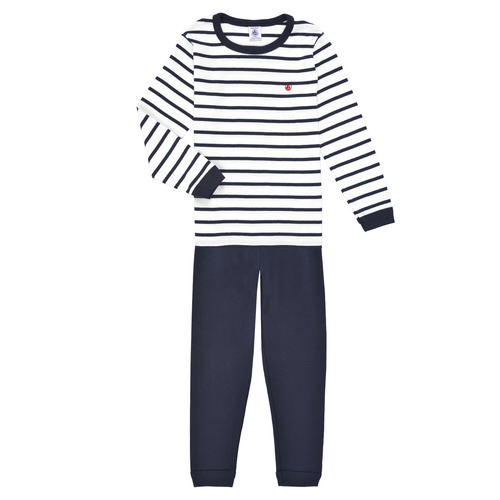 Clothing Children Sleepsuits Petit Bateau TECHI White / Blue