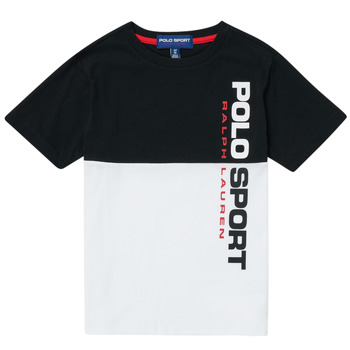 Clothing Boy short-sleeved t-shirts Polo Ralph Lauren KAMILA White / Black