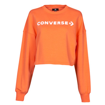 material Women sweaters Converse EMBROIDERED WORDMARK CREW Orange
