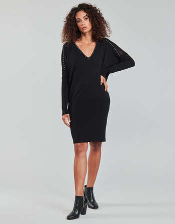 Calvin Klein Jeans WOVEN LABEL LOOSE SWEATER DRESS Black - Fast delivery |  Spartoo Europe ! - Clothing Short Dresses Women 143,00 €