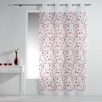 Home Sheer curtains Douceur d intérieur PETITE FLEUR White / Red