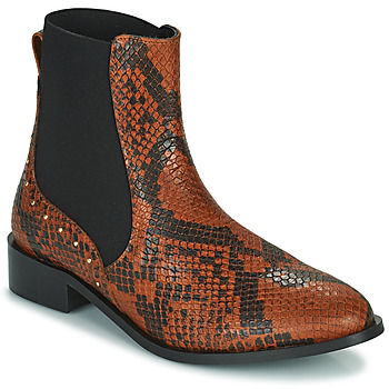 Shoes Women Mid boots JB Martin ANGE Veal / Python / Brown