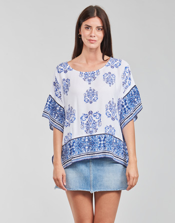 material Women Blouses Desigual ANDES White / Blue