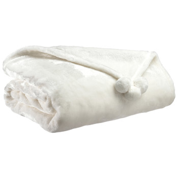 Home Blankets, throws Vivaraise TENDER POMPONS White