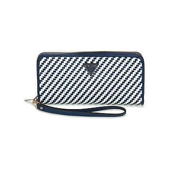 Bags Women Wallets Guess HASSIE SLG LARGE ZIP AROUND Blue / White